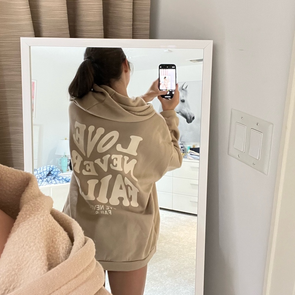 Beige Graphic Hoodie